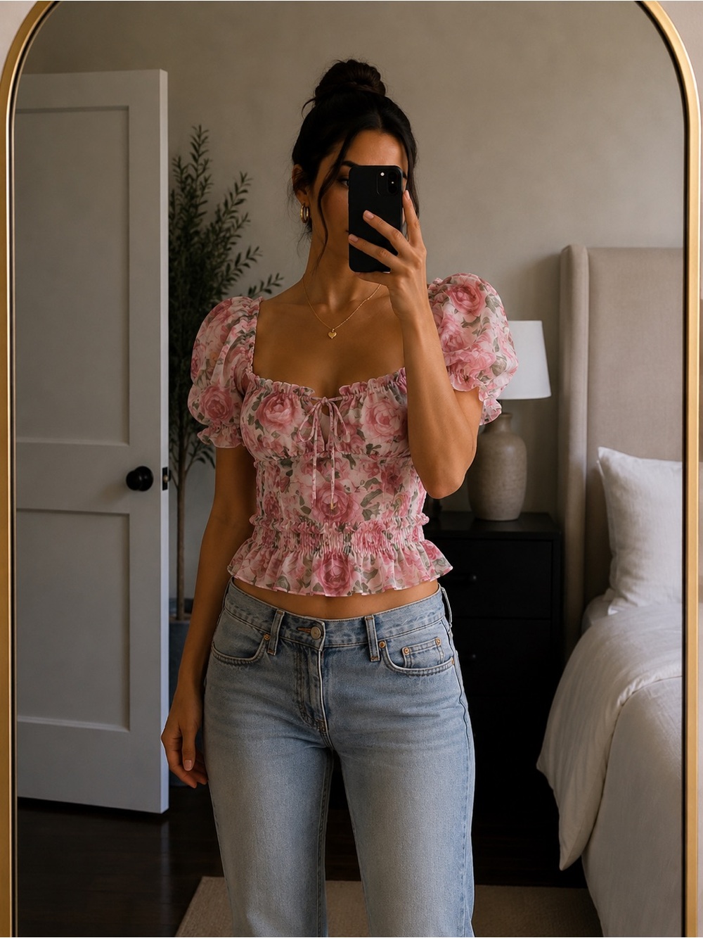 Joie Sheer Floral Pink Blouse Puff Sleeve Women S Cottagecore Fairy Coquette